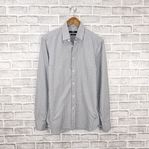 Z Zegna Silver Line Button Down Shirt Gray geo check Men's Size 15 Regular fit